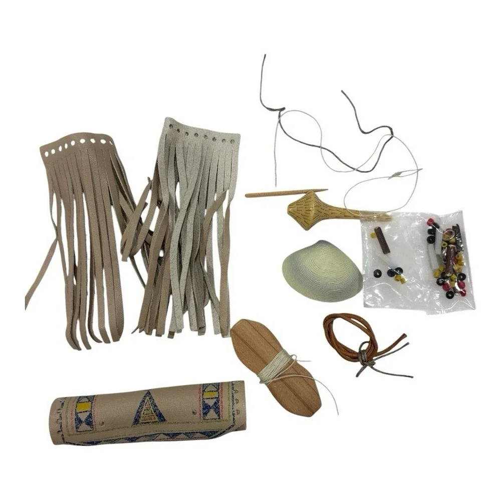 American Girl Kaya Retired Tepee Accessory Lot Bedroll Campfire Fur Mats + MORE